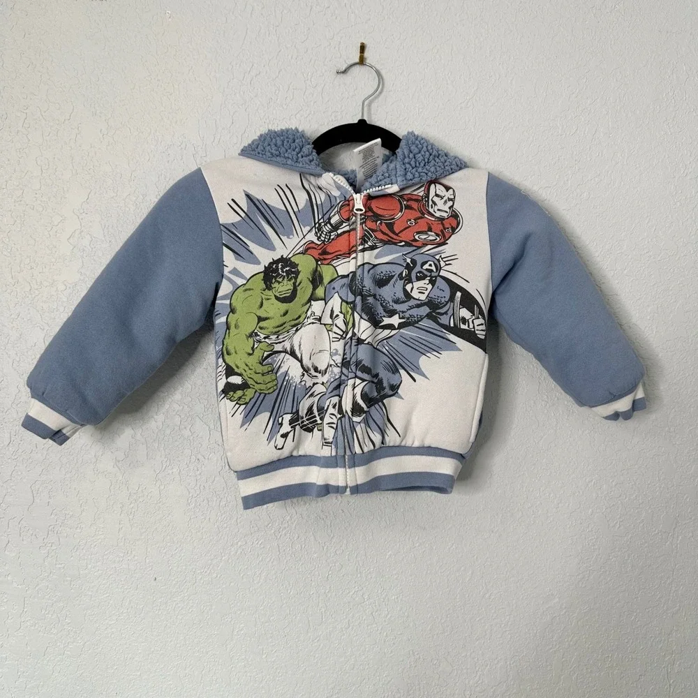Marvel Comics Avengers Superhero Jacket 4T Fleece Lined Zip Up Hoodie‎ Kids